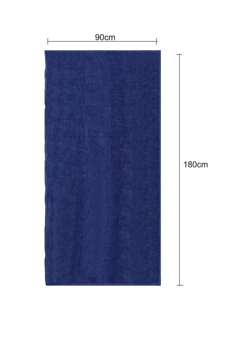 Beach Towel - 100% Cotton 600 GSM Over Sized (90x180cm), Highly Absorbent Bath Sheet For Pool, Beach, Fitness, Sports, Yoga, Color-Dark Blue