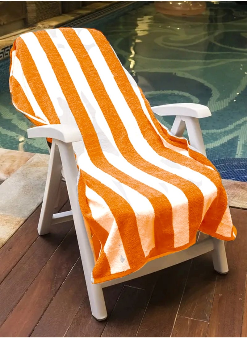 Pack of 2 - Beach Towel - 100% Cotton 600 GSM Over Sized (90x180cm), Highly Absorbent Bath Sheet For Pool, Beach, Fitness, Sports, Yoga, Color-Striped Yellow