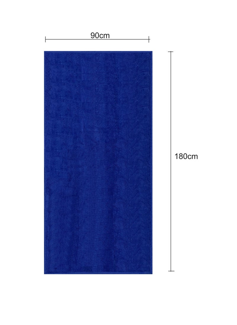 Beach Towel - 100% Cotton 600 GSM Over Sized (90x180cm), Highly Absorbent Bath Sheet For Pool, Beach, Fitness, Sports, Yoga, Color-Blue