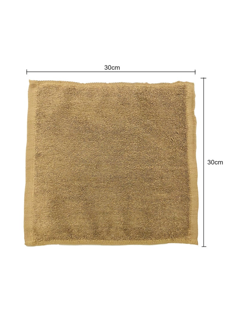 Pack Of 10 - Face Towel - 100% Cotton Small Size (30x30cm) Highly Absorbent And Super Durable, Color Brown