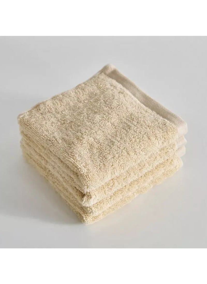 Pack Of 10 - Face Towel - 100% Cotton Small Size (30x30cm) Highly Absorbent And Super Durable, Color Beige