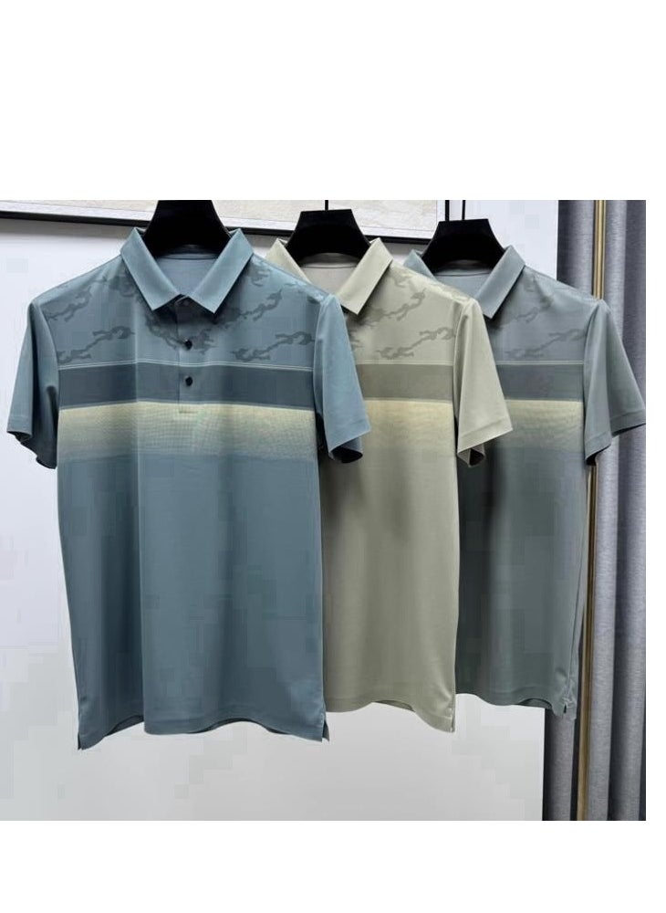 Men's High-End Elastic Plus Size Casual T-Shirt Short Sleeved