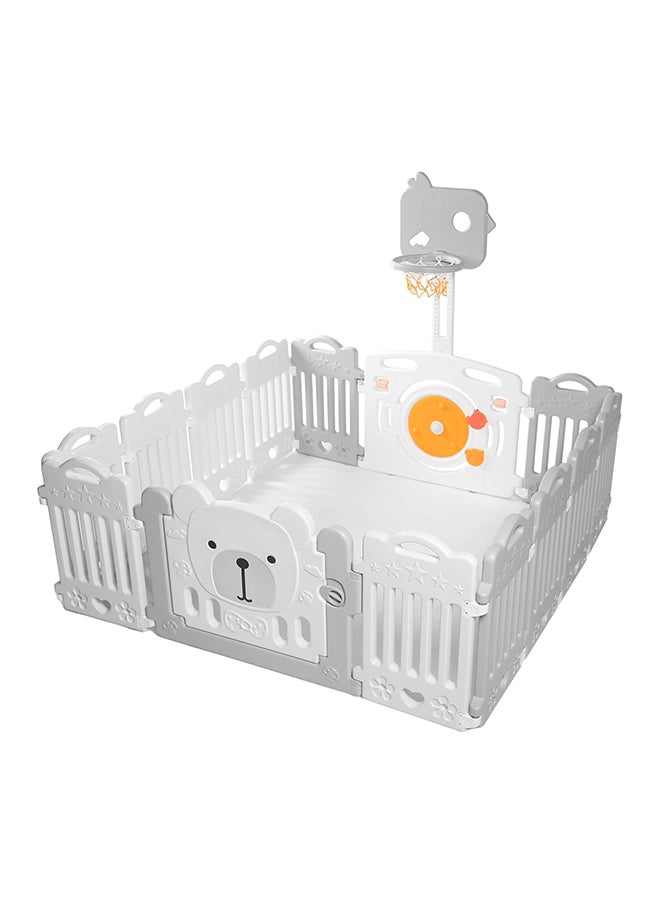 Baby Playpen Fence With Basketball Stand With Hdpe Material, 12 Panels +1 Gate +1 Game Board, 1.55 X 1.55 M