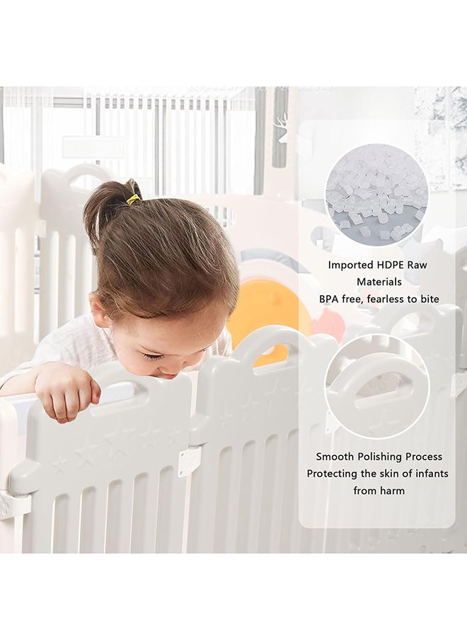 Baby Playpen Fence With Basketball Stand With Hdpe Material, 12 Panels +1 Gate +1 Game Board, 1.55 X 1.55 M