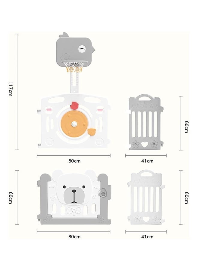 Baby Playpen Fence With Basketball Stand With Hdpe Material, 12 Panels +1 Gate +1 Game Board, 1.55 X 1.55 M