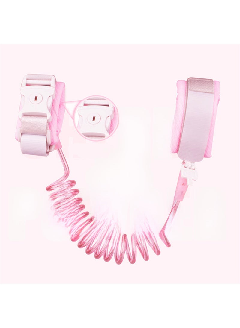 2 meters with lock key infant anti-lost traction rope with children anti-lost bracelet children Baby Safety Belt2 m spring cord with lock pink 2 m spring cord with lock pink