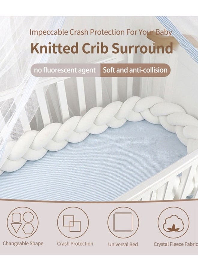 Twist Weaving 4 Strands Of Woven Strips Knotted Baby Anti-Collision Bed Surround, Ultra Thick Anti-Collision Woven Strip for Bed, Bassinet, Pram