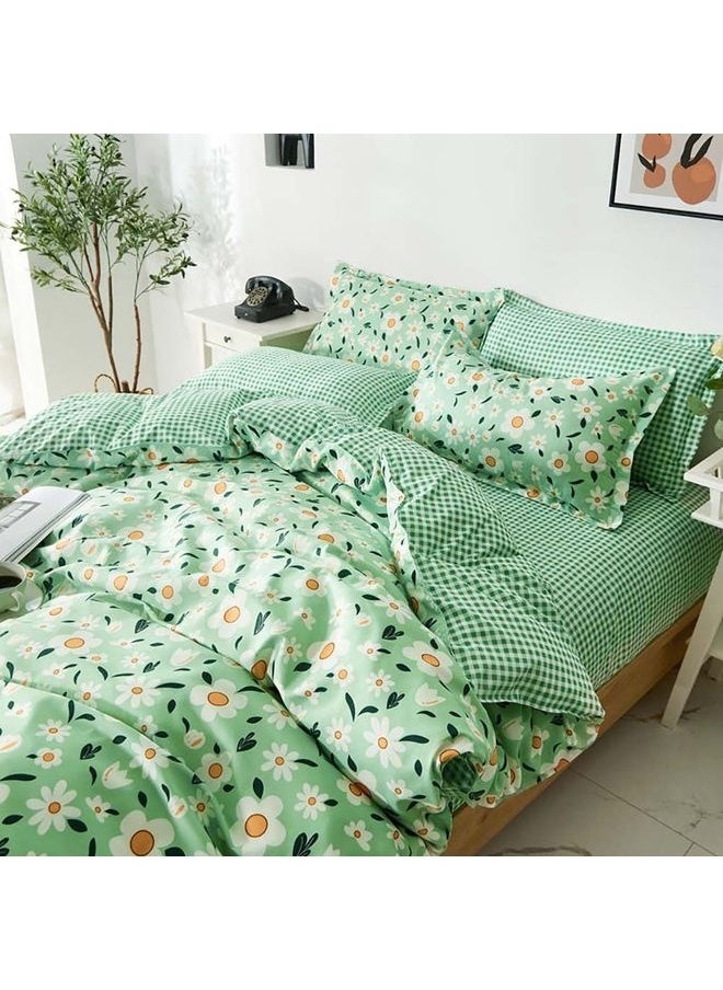 4-Piece Luxury Bed Duvet Cover Set Cotton Green 220x240cm