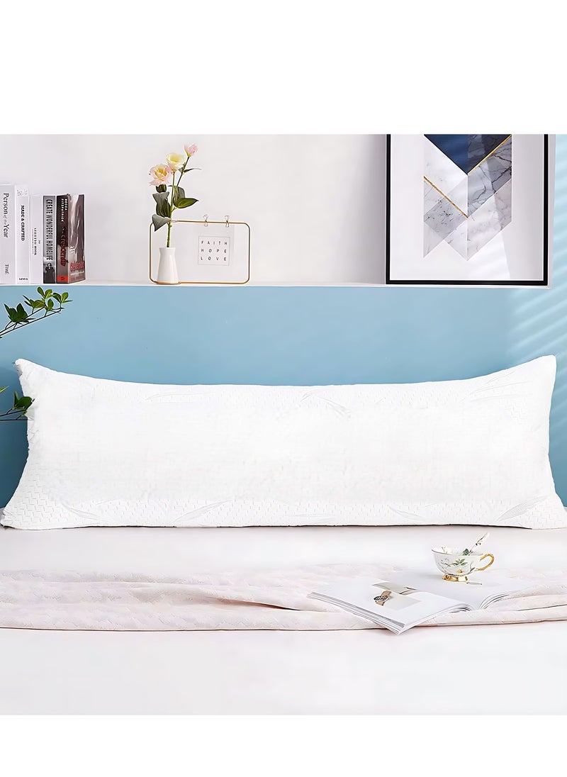 1-Piece Body Pillow Striped White, Long Pillow Soft Microfiber Anti Allergic&Anti-bacterial, Size(40x140CM)