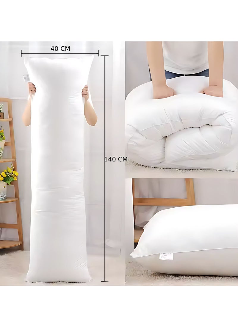 1-Piece Body Pillow Striped White, Long Pillow Soft Microfiber Anti Allergic&Anti-bacterial, Size(40x140CM)