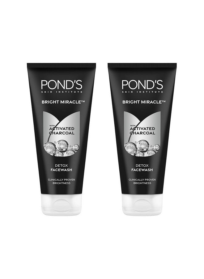 Ponds Bright Miracle Detox Facewash With 10X Power Of Charcoal, 200Gm (Pack Of 2)