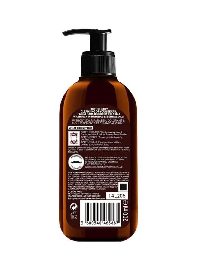 L'Oreal Men Expert Barber Club 3-in-1 Beard, Hair & Face Wash Clear 200ml