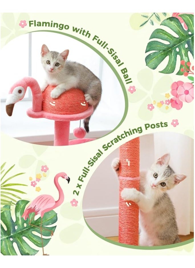 Flamingo Cat Tree with Sisal Scratching Posts,87cm/34.2