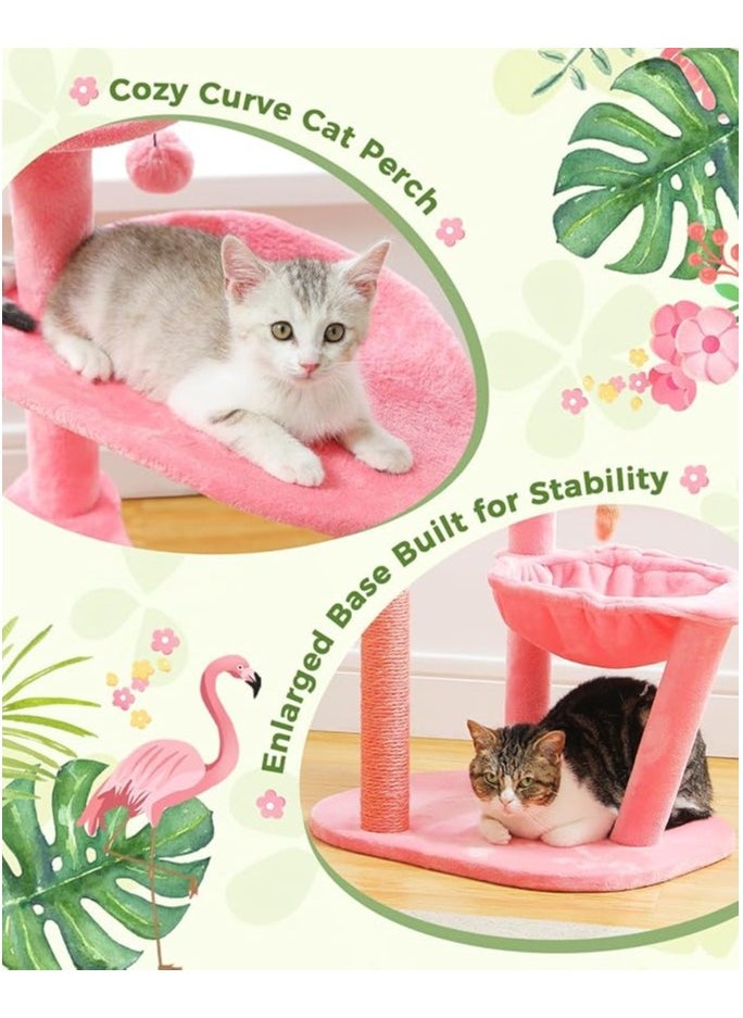 Flamingo Cat Tree with Sisal Scratching Posts,87cm/34.2