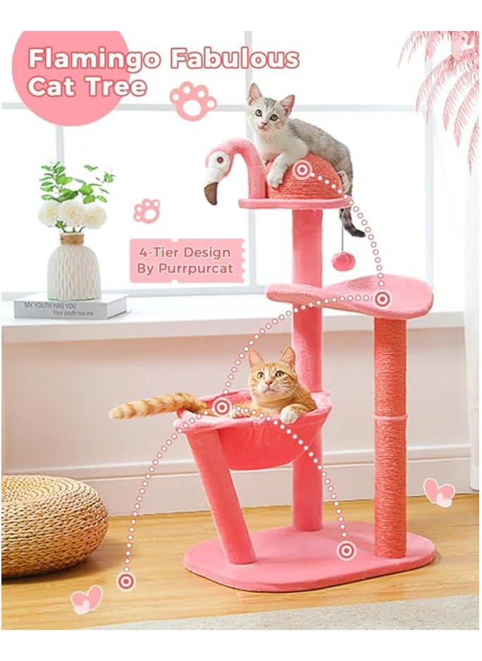Flamingo Cat Tree with Sisal Scratching Posts,87cm/34.2
