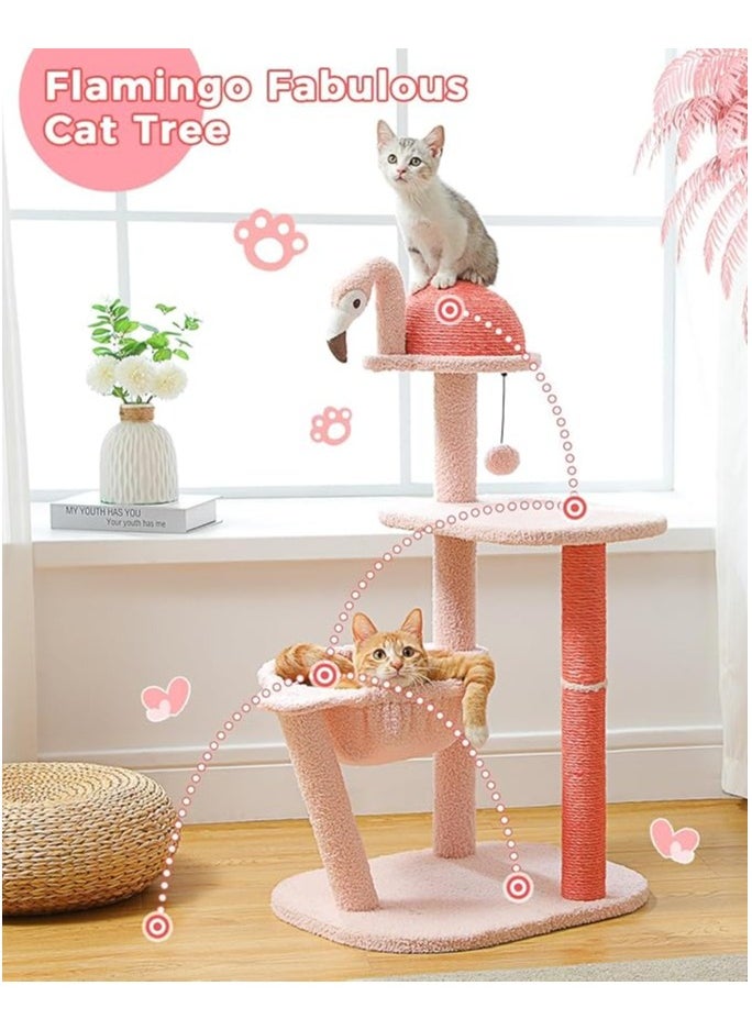 Flamingo Cat Tree with Sisal Scratching Posts,87cm/34.2