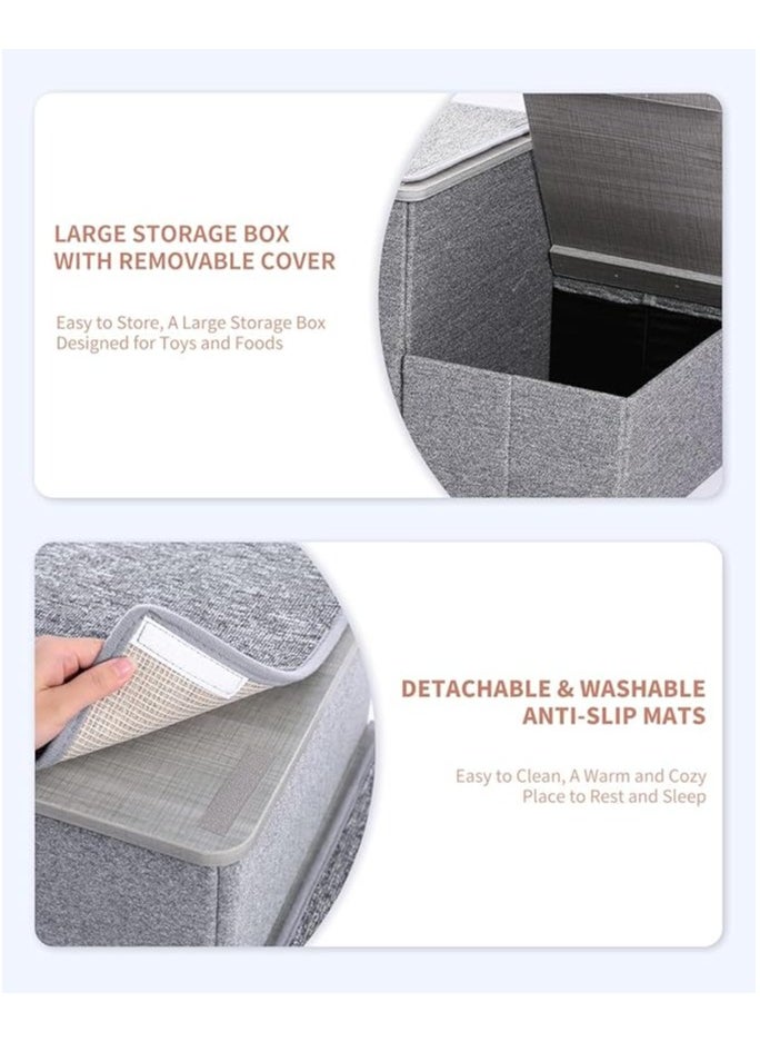 Cat Stairs for Bed, Pet Steps Puppy Dog Ladder for Old Cats, Doggie Step Stool for Small Dogs with Storage, Dog Ramps for Sofa High Beds, Foldable Doggy Bed Stair Perch for Couch Window
