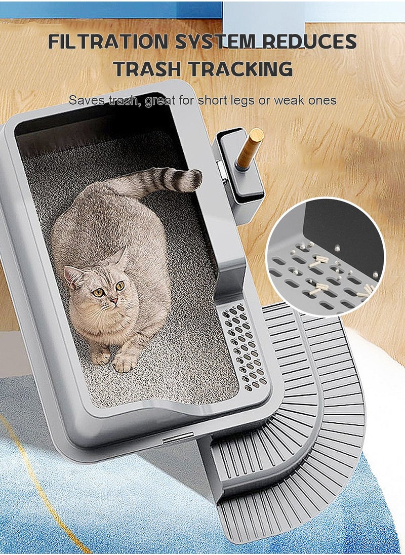 Stainless Steel Cat Litter Box with Shovel Thickened Durable Anti-Corrosion Cat Toilet Open Pedal Pet