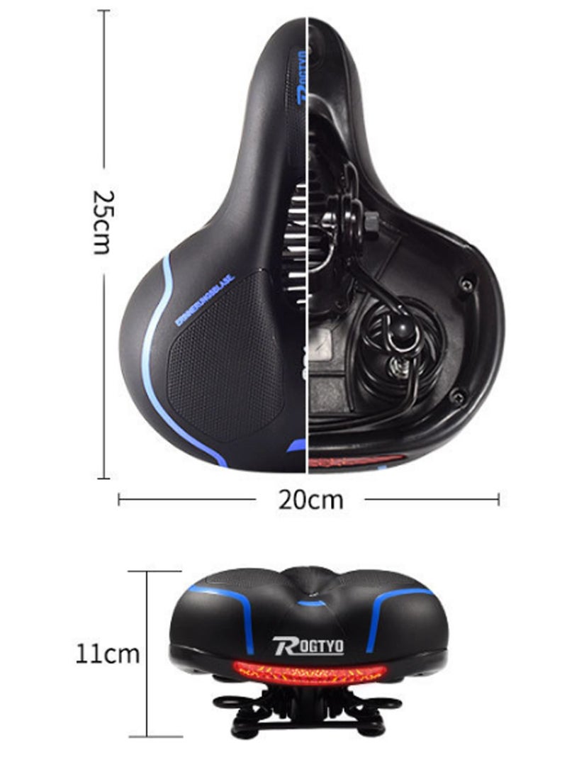 Blue Striped Spring Mountain Bike Saddle Cushion, Super Soft Seat, Thickened And Shock-Absorbing