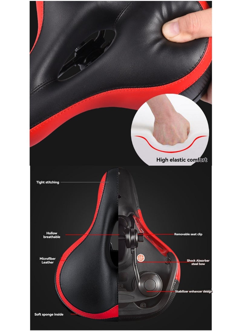 Black Spring Bicycle Saddle Cushion, Ultra-Soft Seat, Thickened And Shock-Absorbing