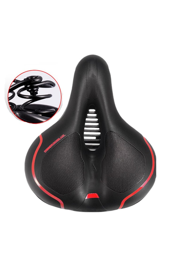 Red Striped Spring Mountain Bike Saddle Cushion, Super Soft Seat, Thickened Shock Absorption