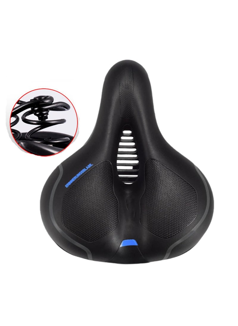 Black Striped Spring Mountain Bike Saddle Cushion, Ultra-Soft Seat, Thickened And Shock-Absorbing