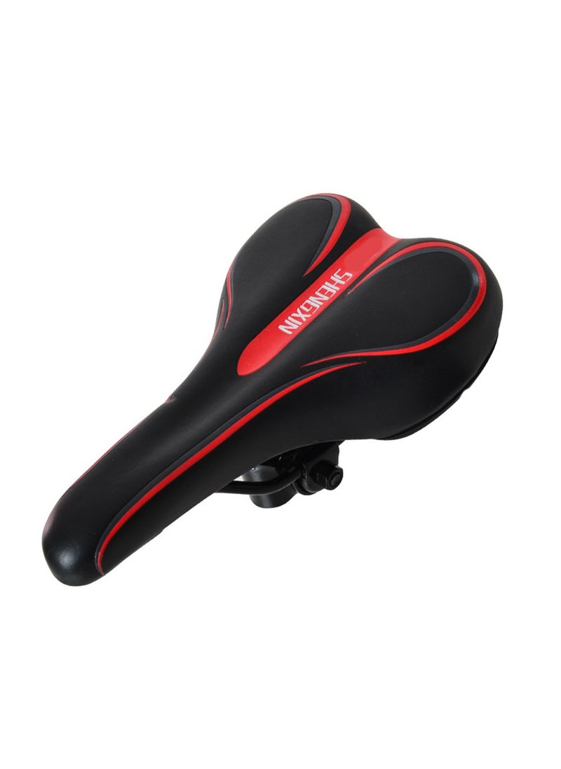 Black And Red Cycling Cushion Shock-Absorbing Mountain Bike Saddle, Super Soft Seat Thickened Shock Absorption