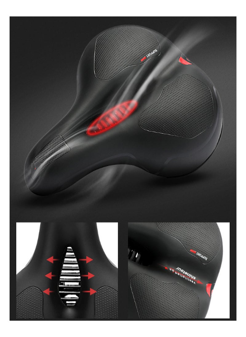 Black Checkered Shock-Absorbing Mountain Bike Saddle Cushion, Ultra-Soft Seat, Thickened Shock Absorption