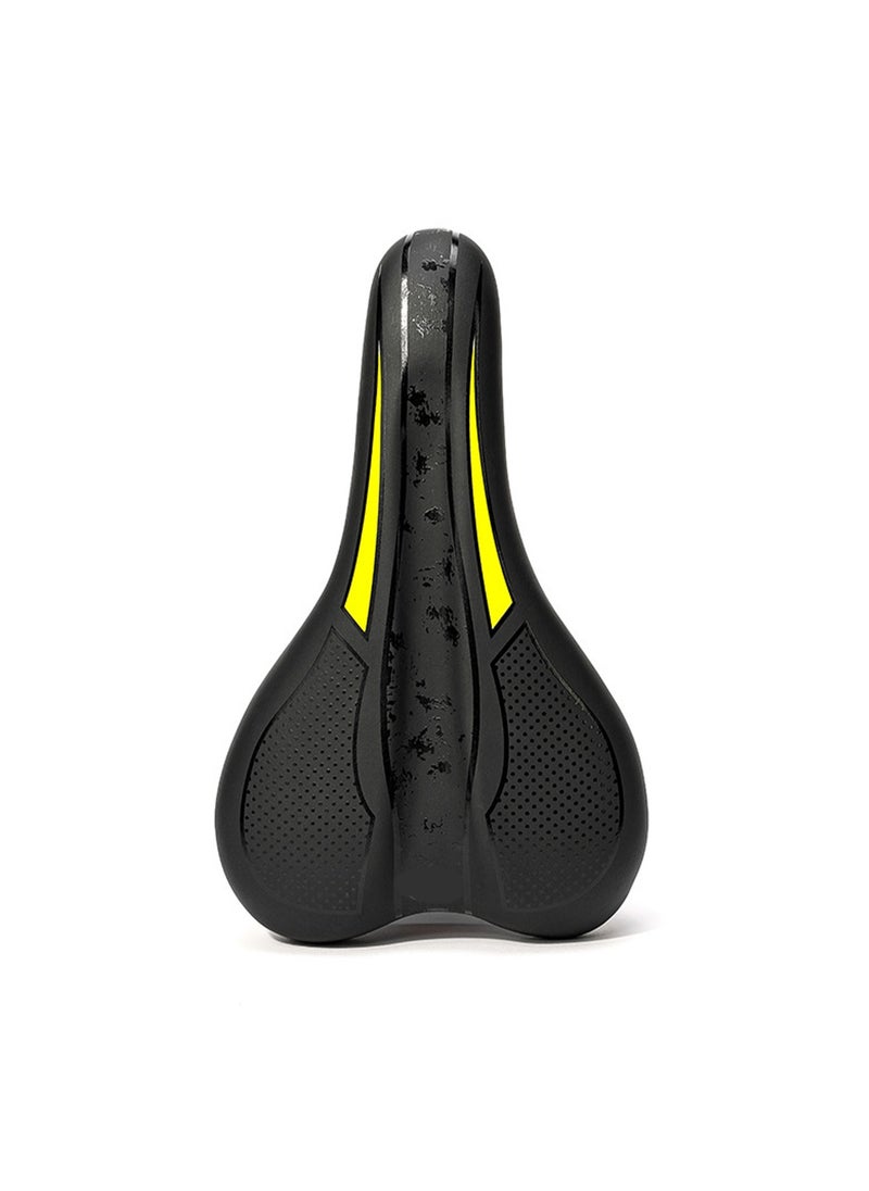 Black And Yellow Cycling Cushion Shock-Absorbing Mountain Bike Saddle, Super Soft Seat Thickened Shock Absorption