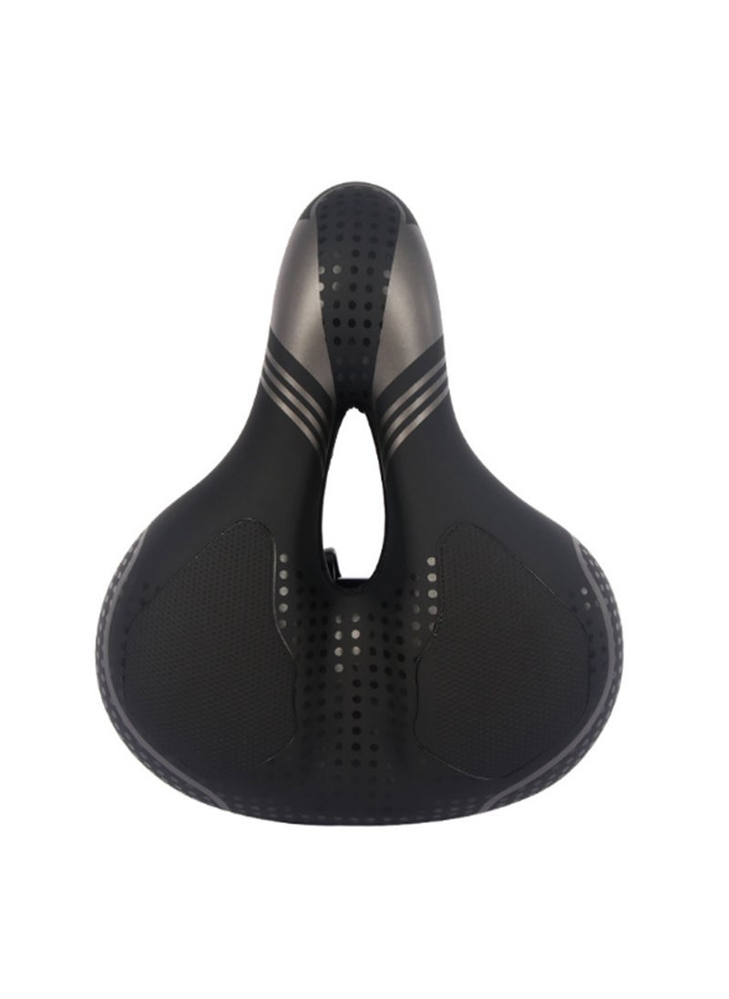 Black And Gray Shock-Absorbing Mountain Bike Saddle Cushion, Ultra-Soft Seat, Thickened Shock Absorption