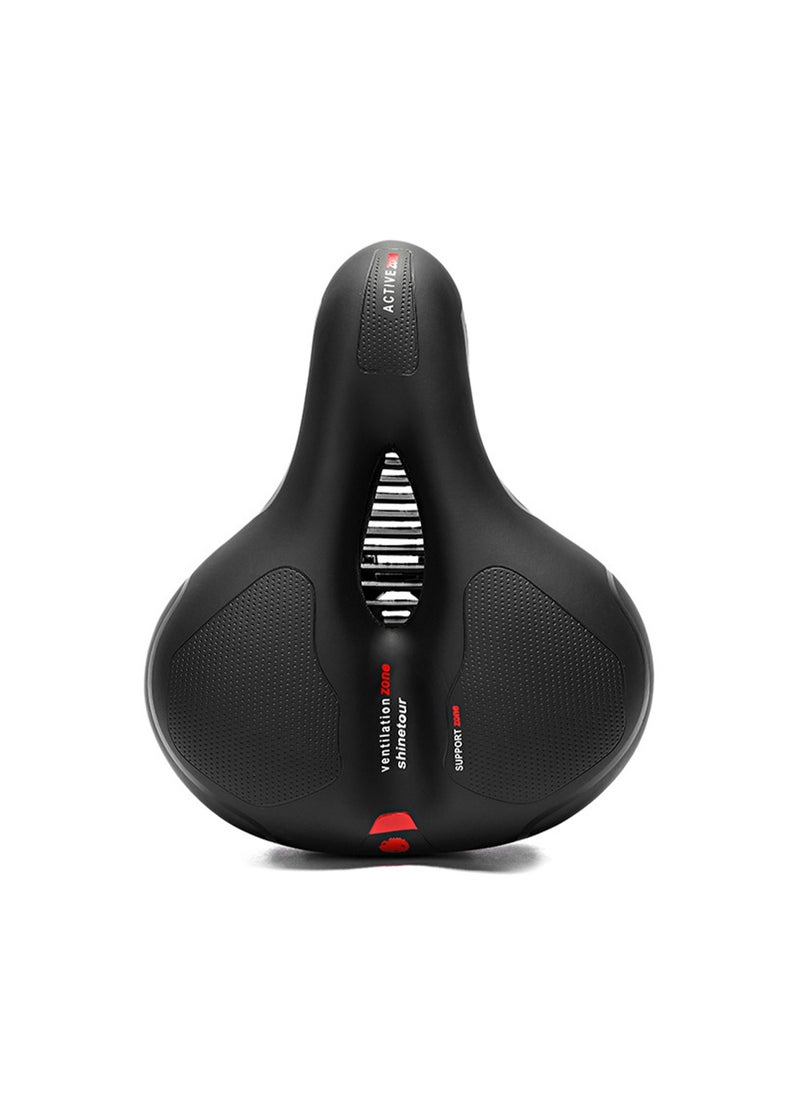 Black And Red Shock-Absorbing Mountain Bike Saddle Cushion, Super Soft Seat, Thickened Shock Absorption