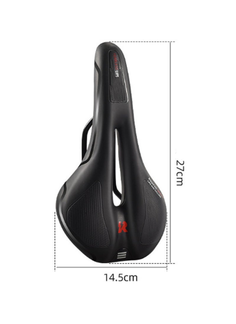 Black And Red Double Track Seat Tube Cycling Cushion Shock-Absorbing Mountain Bike Saddle, Super Soft Seat Thickened Shock Absorption