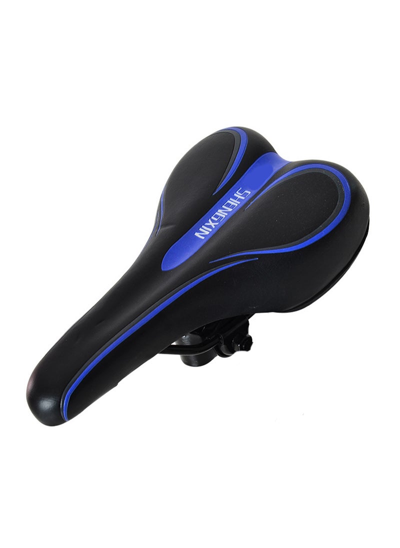 Black And Blue Cycling Cushion Shock-Absorbing Mountain Bike Saddle, Super Soft Seat Thickened Shock Absorption