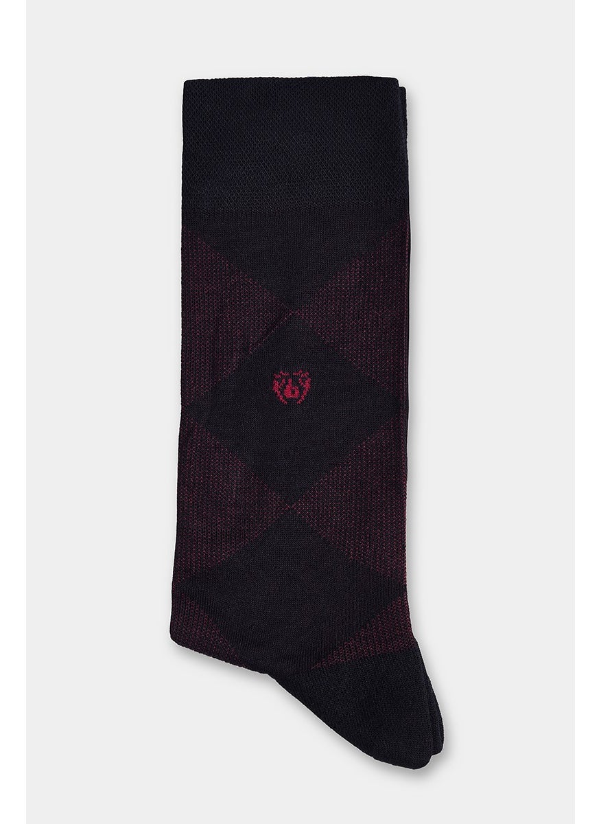 Men's Bamboo Patterned Socks BLACK-Claret Red CRBMB23Y102_99-2