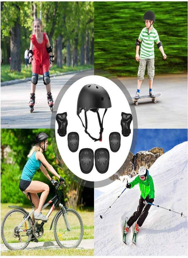 Explopur 7 in 1 Helmet And Pad Set with Adjustable Knee and Elbow Pads Wrist Guards for Kids