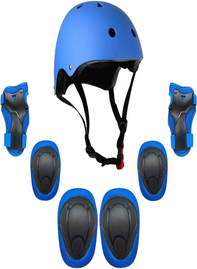 Explopur 7 in 1 Helmet And Pad Set with Adjustable Knee and Elbow Pads Wrist Guards for Kids