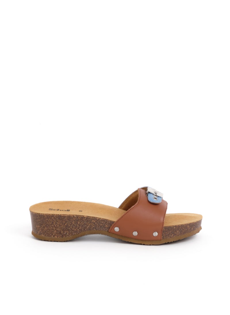 MULES COGNAC/GLACIAL BLUE PESCURA HEEL CORK 2