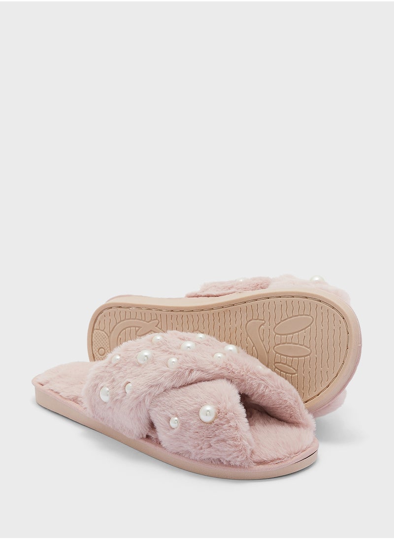 Pearl Cross Over Bedroom Slippers