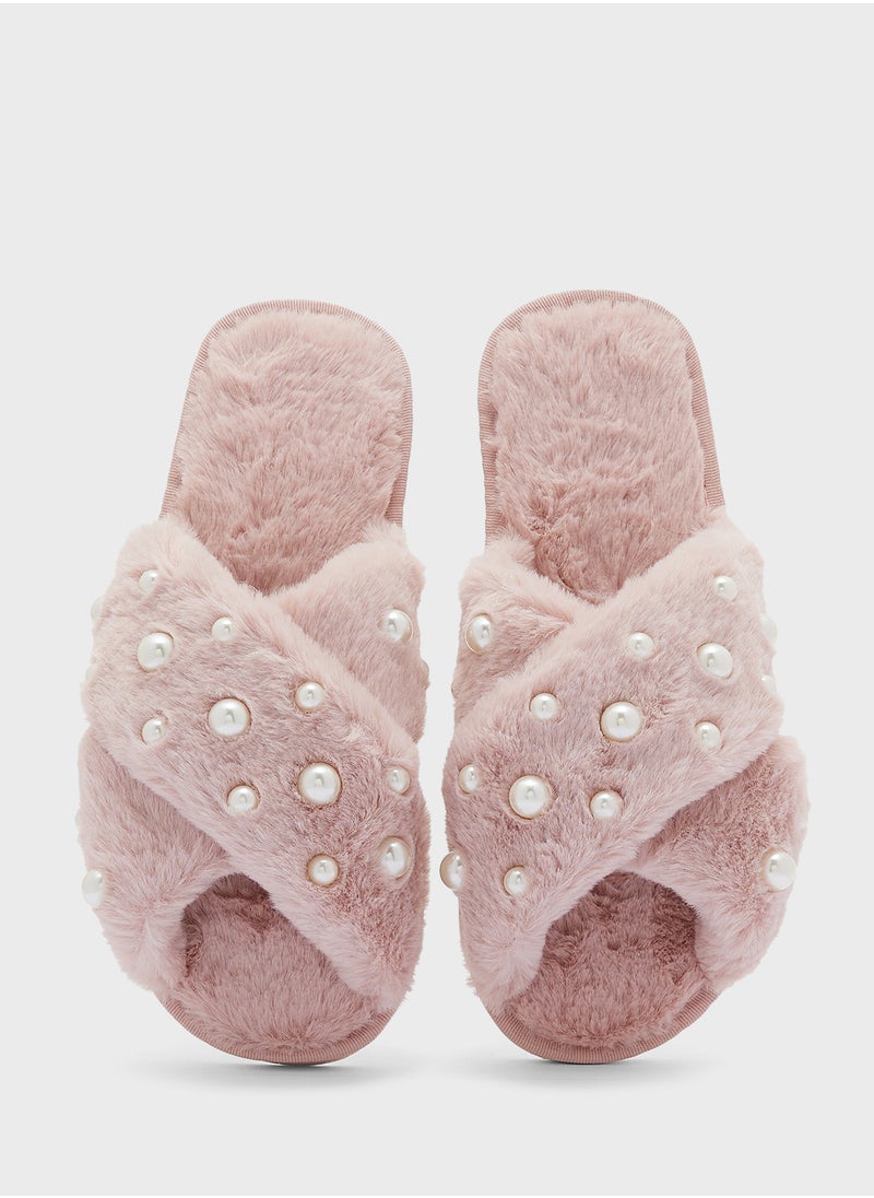 Pearl Cross Over Bedroom Slippers