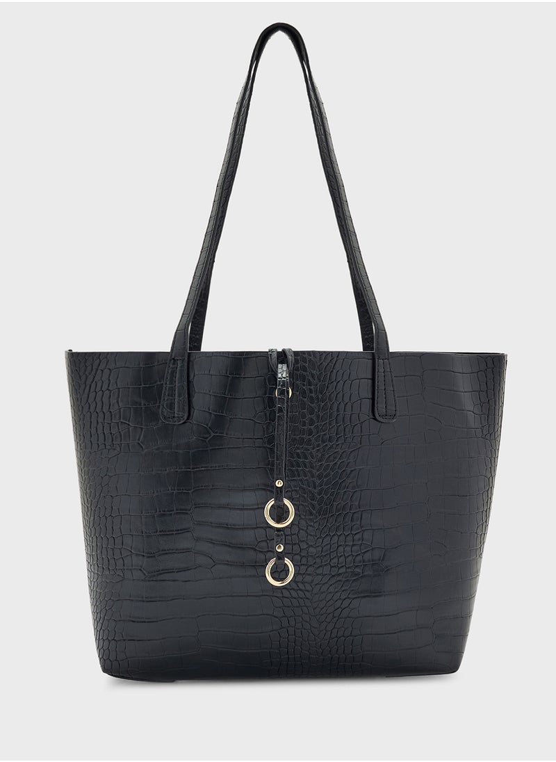 2 In 1 Croc Tote Bag With Crossbody