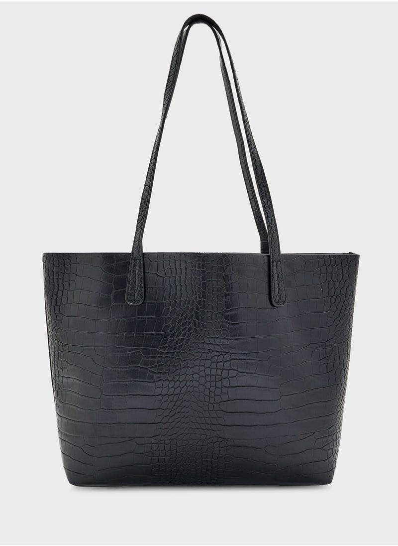 2 In 1 Croc Tote Bag With Crossbody