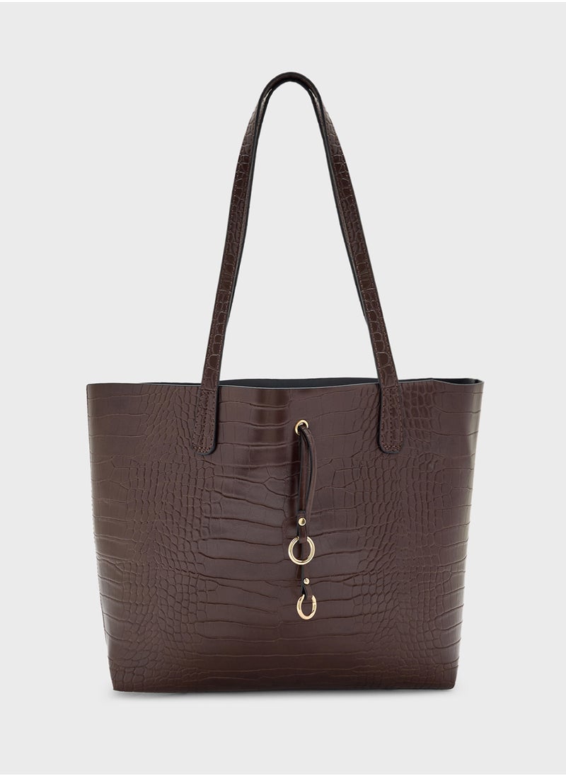 2 In 1 Croc Tote Bag With Crossbody