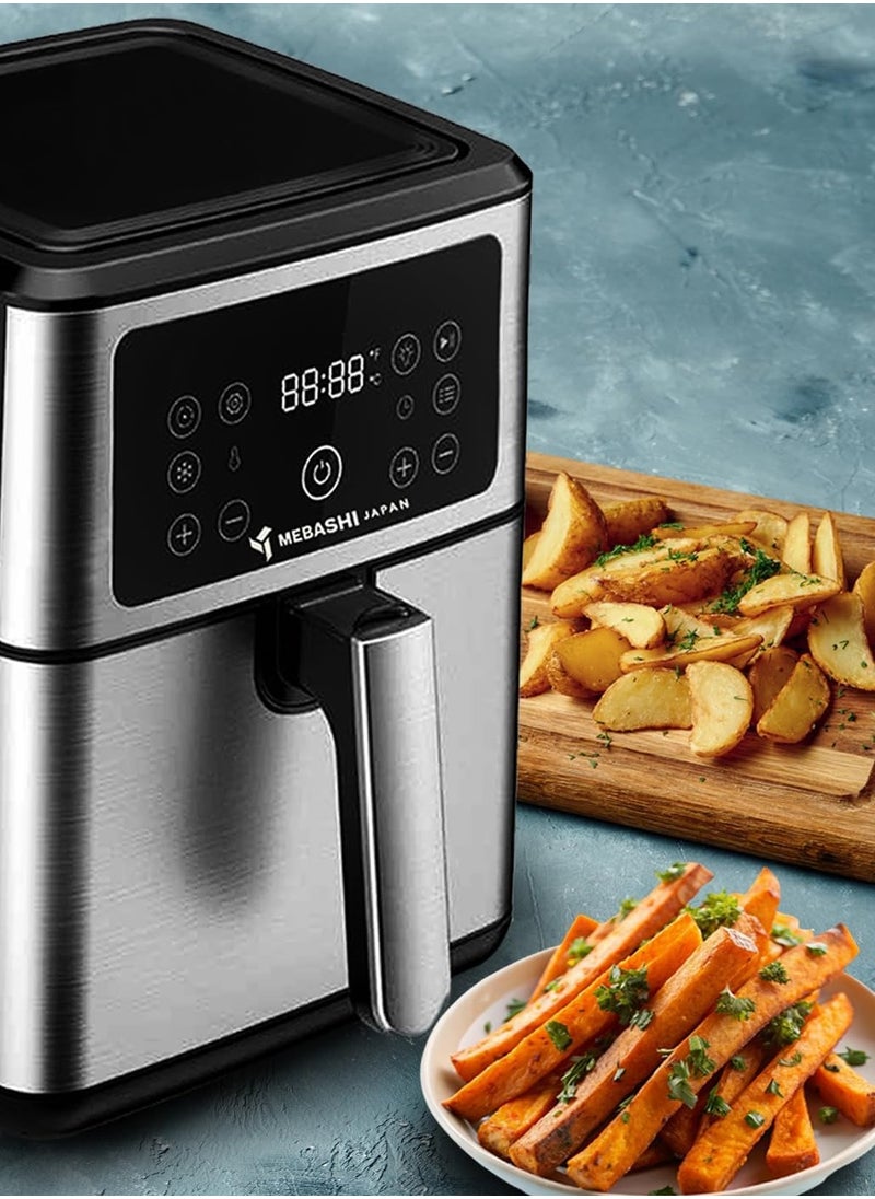 Mebashi 5.5L Air Fryer, Touch Screen, 3 Fan Speeds, Ceramic Coating, Black Steel (ME-AF981s)(1550-1850W)