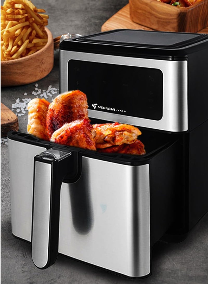 Mebashi 5.5L Air Fryer, Touch Screen, 3 Fan Speeds, Ceramic Coating, Black Steel (ME-AF981s)(1550-1850W)