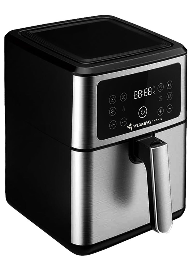 Mebashi 5.5L Air Fryer, Touch Screen, 3 Fan Speeds, Ceramic Coating, Black Steel (ME-AF981s)(1550-1850W)