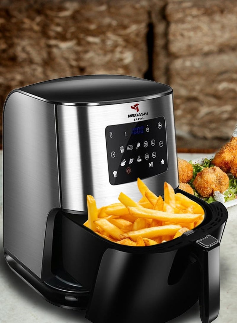 MEBASHI Air Fryer with LED Display, 1700W 6L Capacity, Removable Non-Stick Frying Basket, 10 Pre-Set Cooking Programs (ME-AF994SS