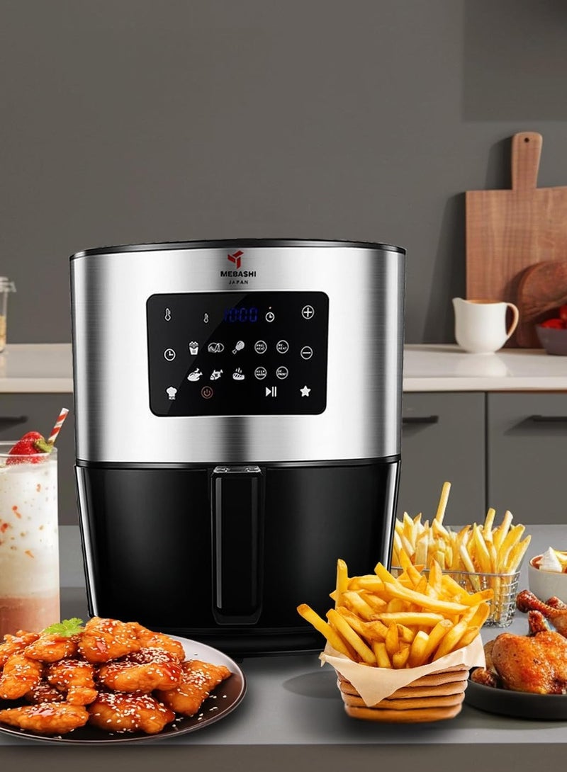 MEBASHI Air Fryer with LED Display, 1700W 6L Capacity, Removable Non-Stick Frying Basket, 10 Pre-Set Cooking Programs (ME-AF994SS