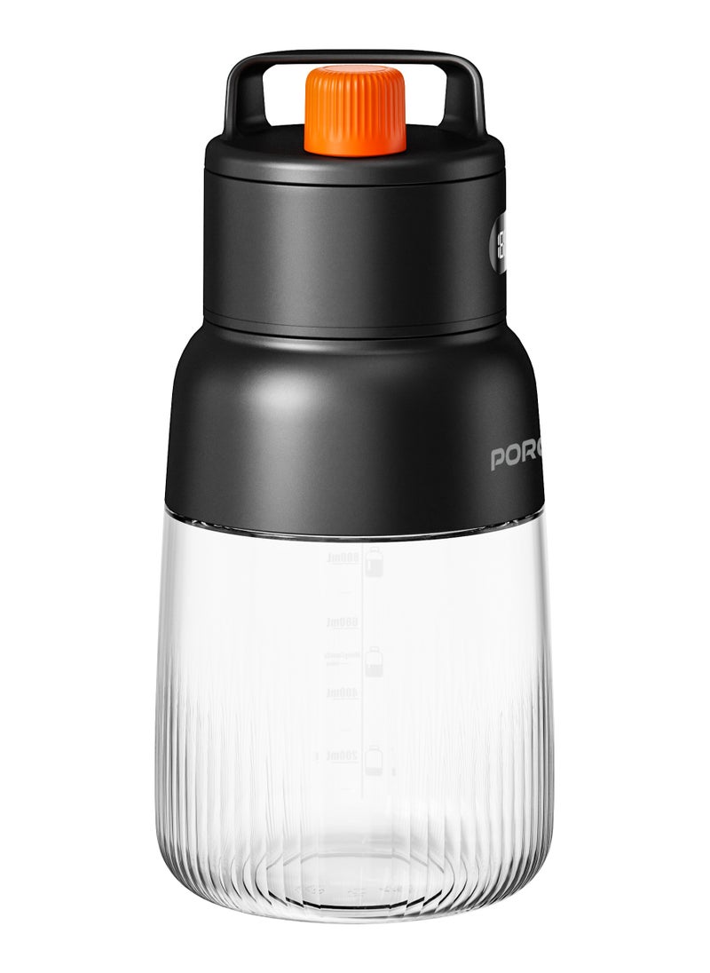 Portable Blender 1L with LED Display / 12 Stainless Steel Blades / Blend and Sip / Quick Prep Time / Blend on the Go - Black/Orange