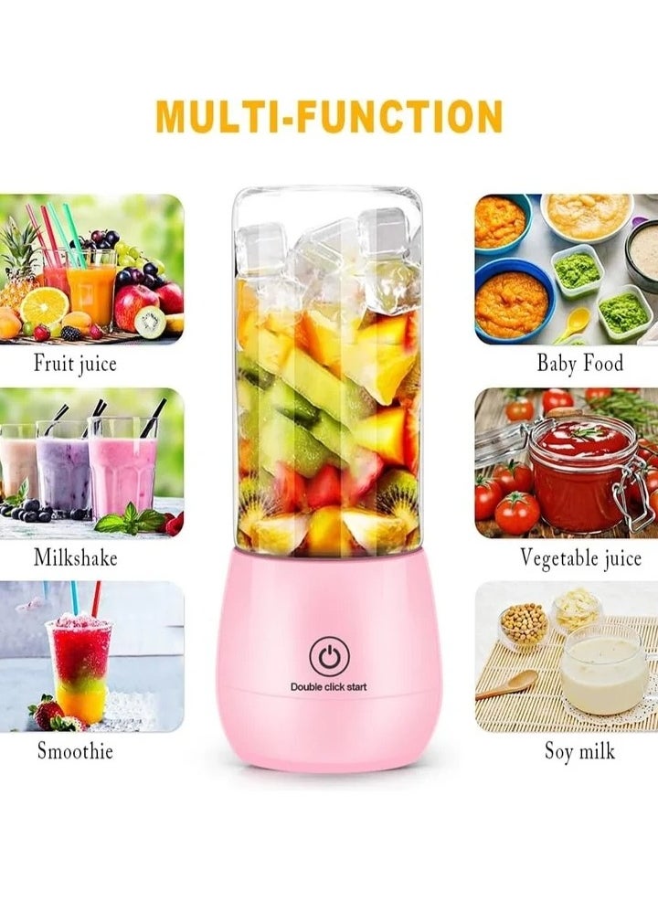 Portable Blender USB Rechargeable Smoothie Blender Personal Beach Blender for Shakes and Smoothies with 6 Sharp Blades Travel Lid One Touch Auto-cleaning Waterproof Blender for Kitchen