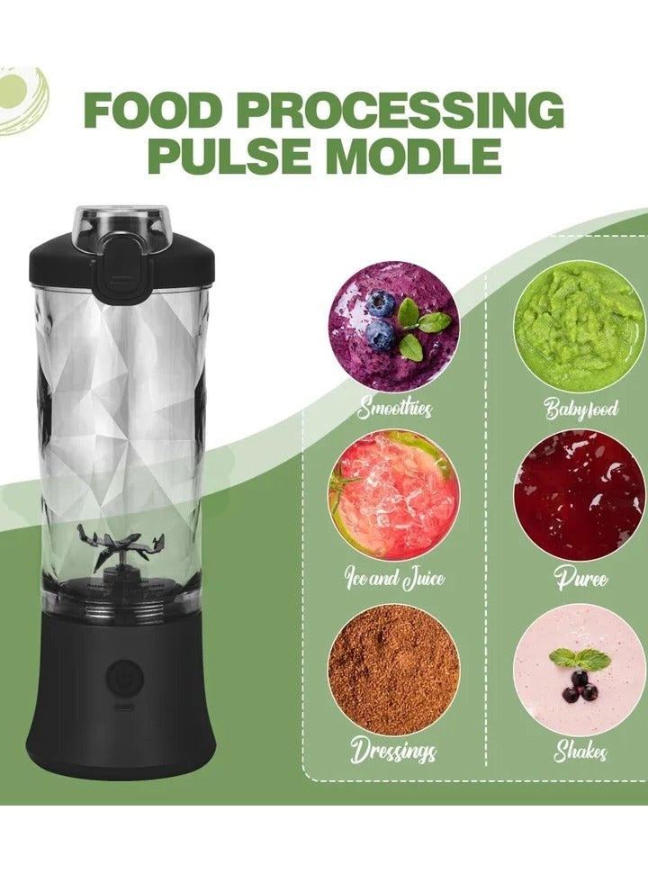 Portable Blender, Shakes and Smoothies Waterproof Blender for Sports, Travel and Outdoors, Mini Blender USB Rechargeable with 20 oz BPA Free Blender Cups with Travel Lid.